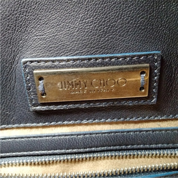 Auth Jimmy Choo Mini Metallic Blue Leather 2way Crossbody Top Handle Riley Bag - Picture 7 of 9